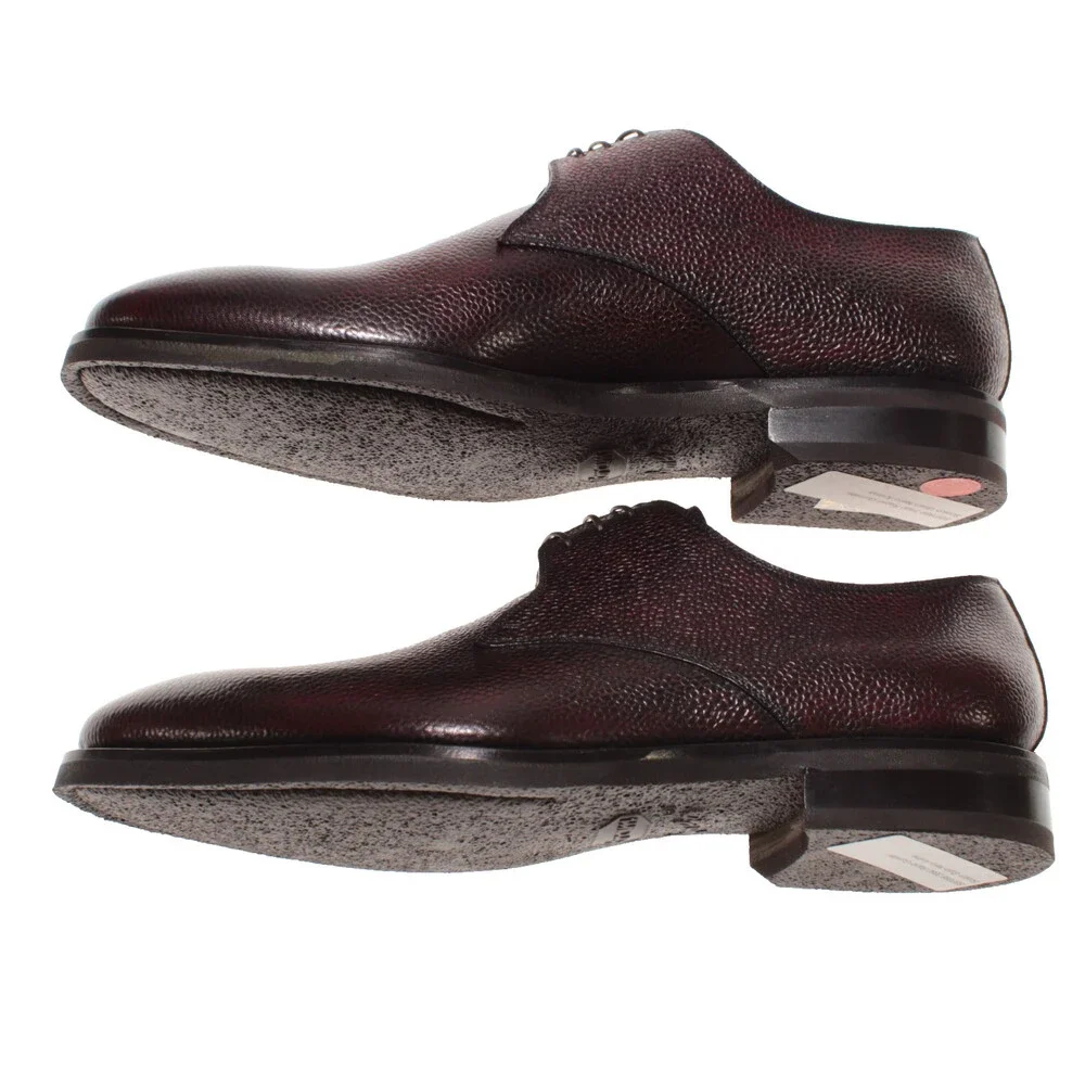 Di Bianco NWB Lace Up Derby Dress Shoes Size 9 US in Dark Red Pebbled Leather